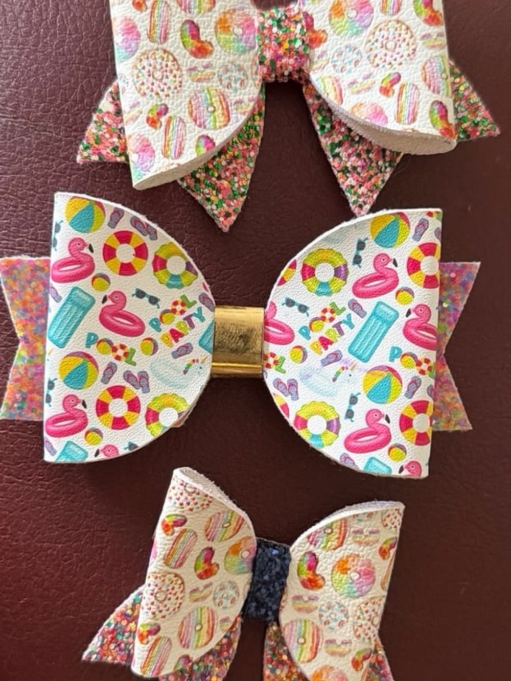 Kids Summer Pool Party Bow Hair Clip - Pink & Multicolor